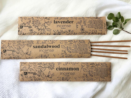 Traditionell handgerollte Räucherstäbchen | mildes Aroma | Sandelholz, Lavendel, Zimt