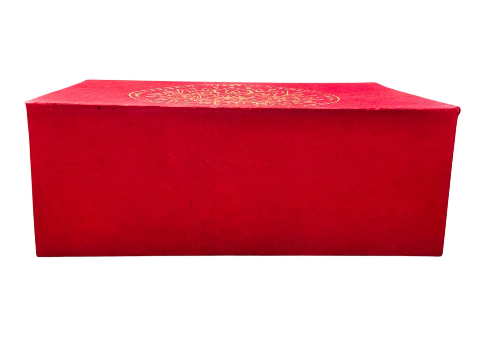 Handgemachte Geschenkbox aus Loktapapier – Rot mit goldenem Mandala | Nachhaltige Aufbewahrungsbox aus Nepal | Boho Geschenkverpackung