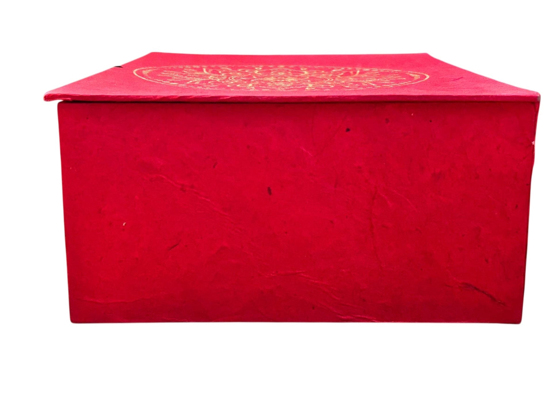 Handgemachte Geschenkbox aus Loktapapier – Rot mit goldenem Mandala | Nachhaltige Aufbewahrungsbox aus Nepal | Boho Geschenkverpackung