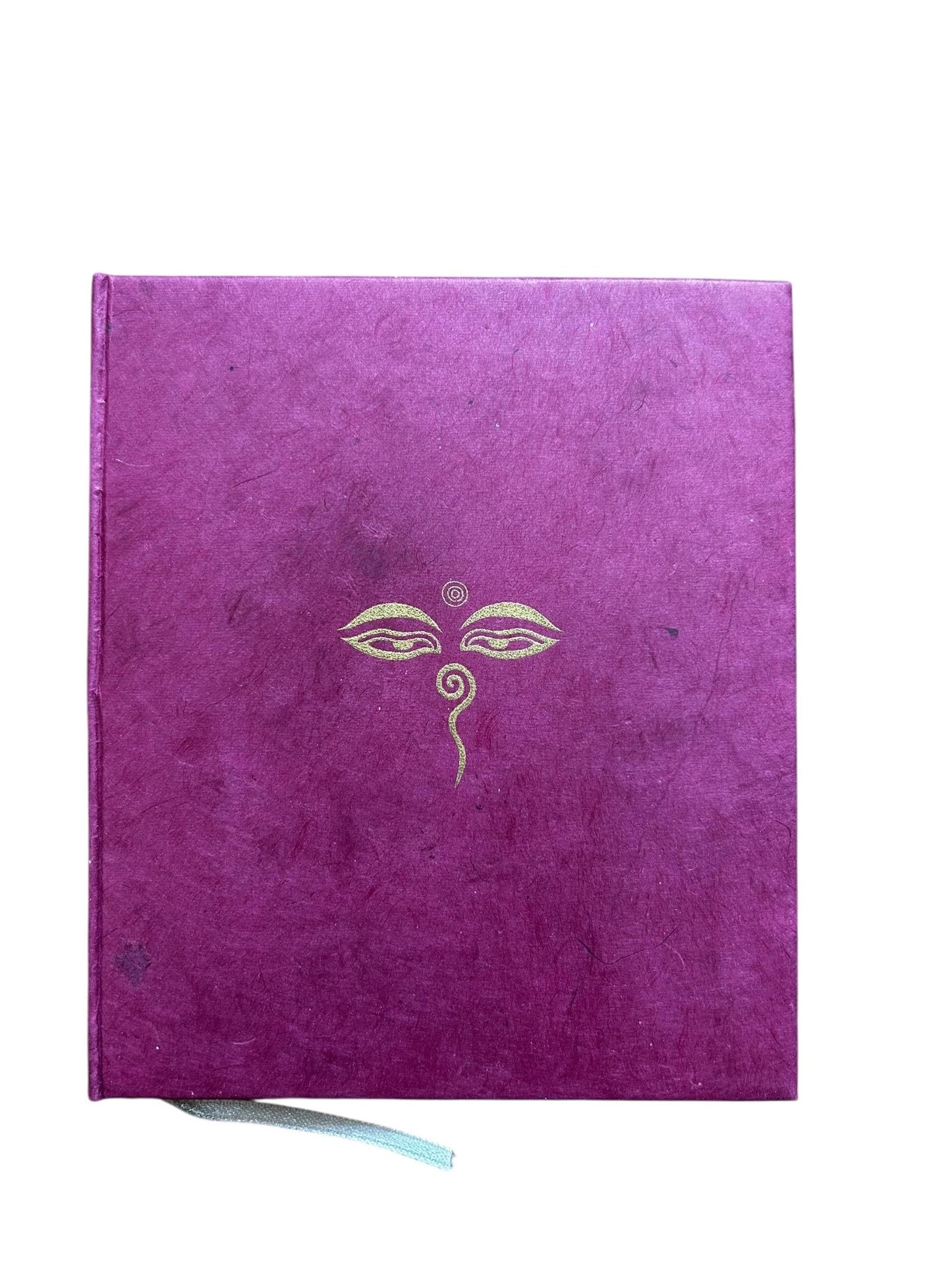 Handgemachtes A6 Notizbuch Buddha Eyes Gold – aus recyceltem Baumwollpapier, Nachhaltiges Tagebuch aus Nepal, Eco Friendly Spiritual Journal