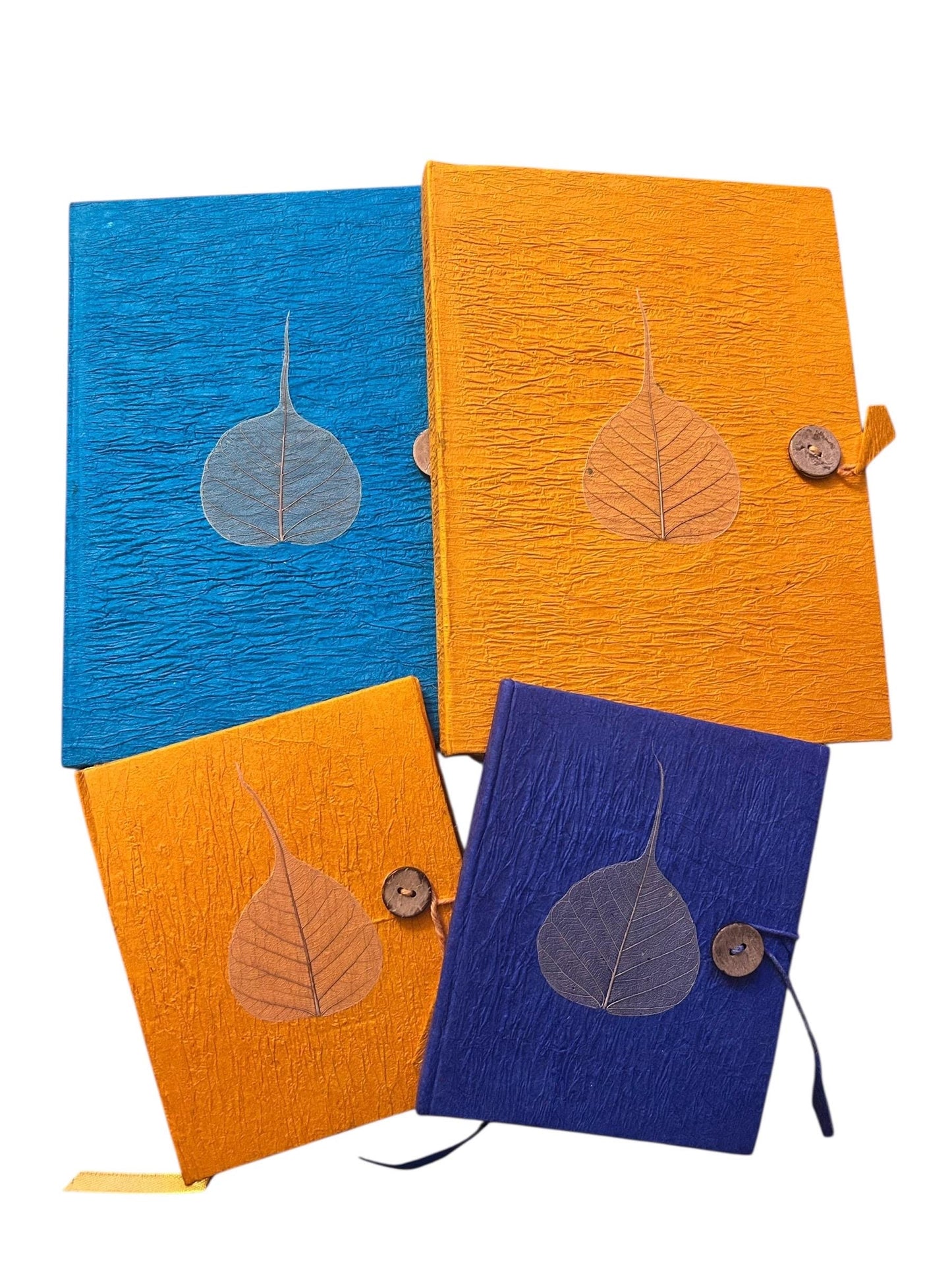 Edles, Handgemachtes Loktapapier Notizbuch mit Blattverzierung aus Nepal | 60 Seiten | Nachhaltiges Tagebuch, Eco Friendly Handmade Journal