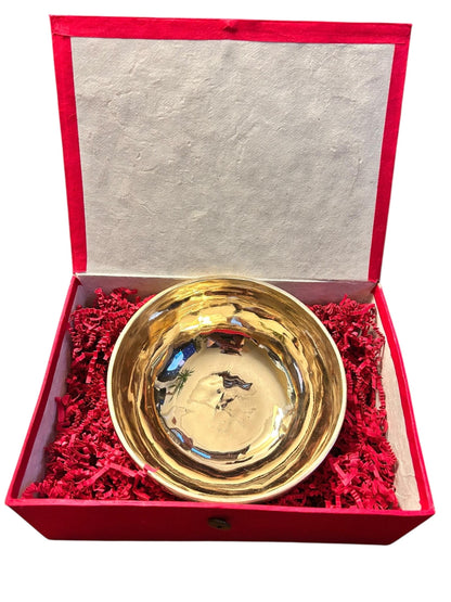 Handgefertigte Klangschale aus Nepal – Glatte Bronze Singing Bowl | Meditationsschale mit Kissen & Klöppel | Yoga, Meditation Sound Healing