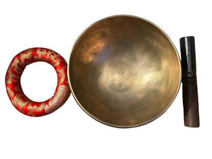 Handgefertigte Klangschale aus Nepal – Matte Bronze Singing Bowl | Meditationsschale mit Kissen & Klöppel | Yoga, Meditation Sound Healing