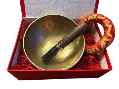 Handgefertigte Klangschale aus Nepal – Matte Bronze Singing Bowl | Meditationsschale mit Kissen & Klöppel | Yoga, Meditation Sound Healing
