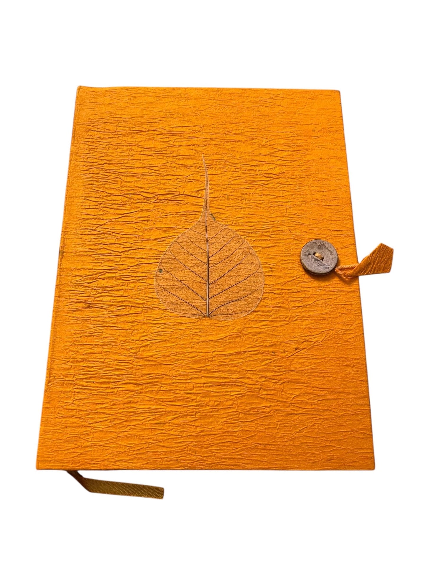 Edles, Handgemachtes Loktapapier Notizbuch mit Blattverzierung aus Nepal | 60 Seiten | Nachhaltiges Tagebuch, Eco Friendly Handmade Journal