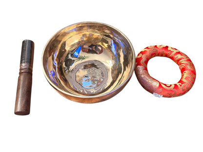Handgefertigte Klangschale aus Nepal – Glatte Bronze Singing Bowl | Meditationsschale mit Kissen & Klöppel | Yoga, Meditation Sound Healing