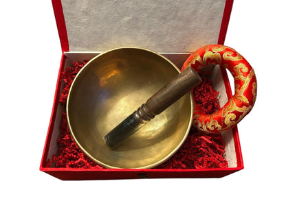 Handgefertigte Klangschale aus Nepal – Matte Bronze Singing Bowl | Meditationsschale mit Kissen & Klöppel | Yoga, Meditation Sound Healing