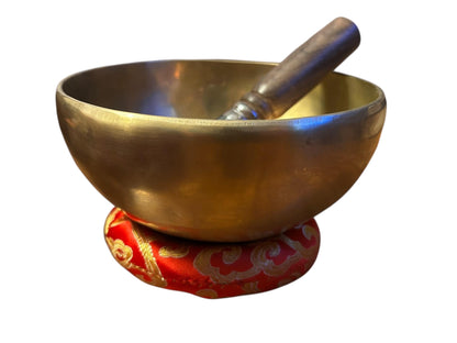 Handgefertigte Klangschale aus Nepal – Matte Bronze Singing Bowl | Meditationsschale mit Kissen & Klöppel | Yoga, Meditation Sound Healing