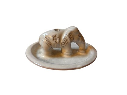 Räucherstäbchenhalter | Keramik Elefant Glasiert | Handgetöpfert | Unikat Nepal | Fairtrade | weiß | Naturprodukt | Steingut Handgemacht