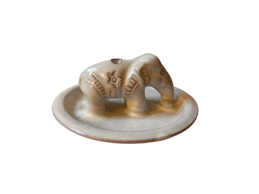 Räucherstäbchenhalter | Keramik Elefant Glasiert | Handgetöpfert | Unikat Nepal | Fairtrade | weiß | Naturprodukt | Steingut Handgemacht