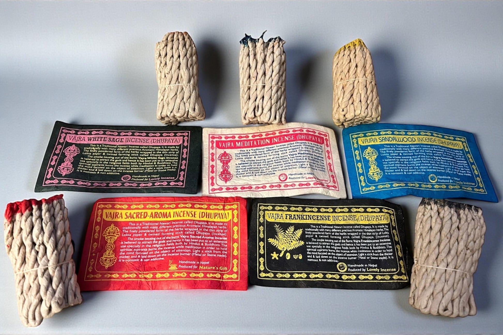 Vajra Räucherschnüre aus Nepal | Dhupaya Rope Incense | Natürlich + Handgemacht | Verschiedene Sorten | Meditation, Reinigung & Achtsamkeit