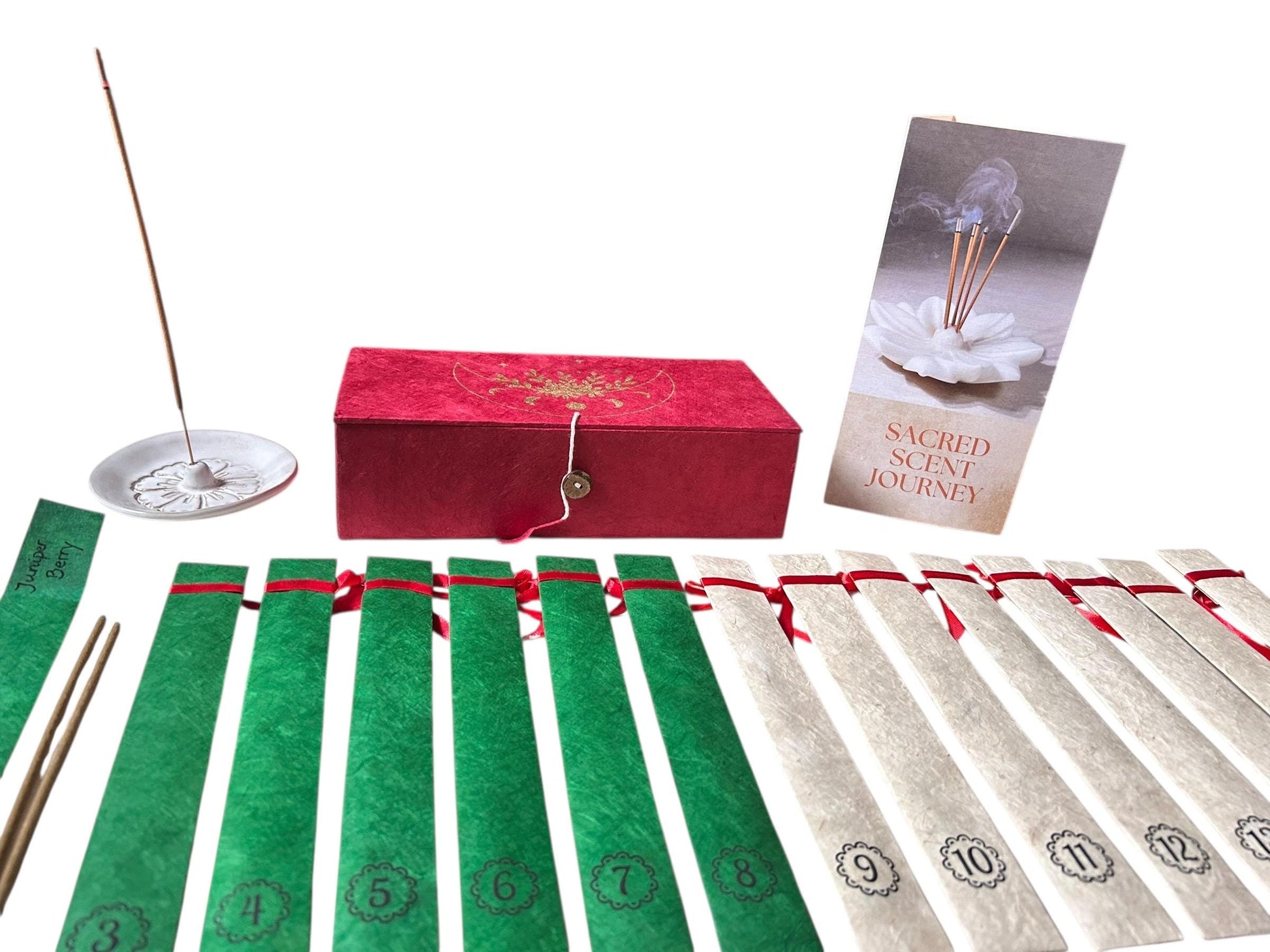 Sacred Scent Journey Räucherstäbchen Probierbox – 16 Duftsorten Set | 100 % natürlich + handgemacht | achtsames Meditation & Ritual Geschenk