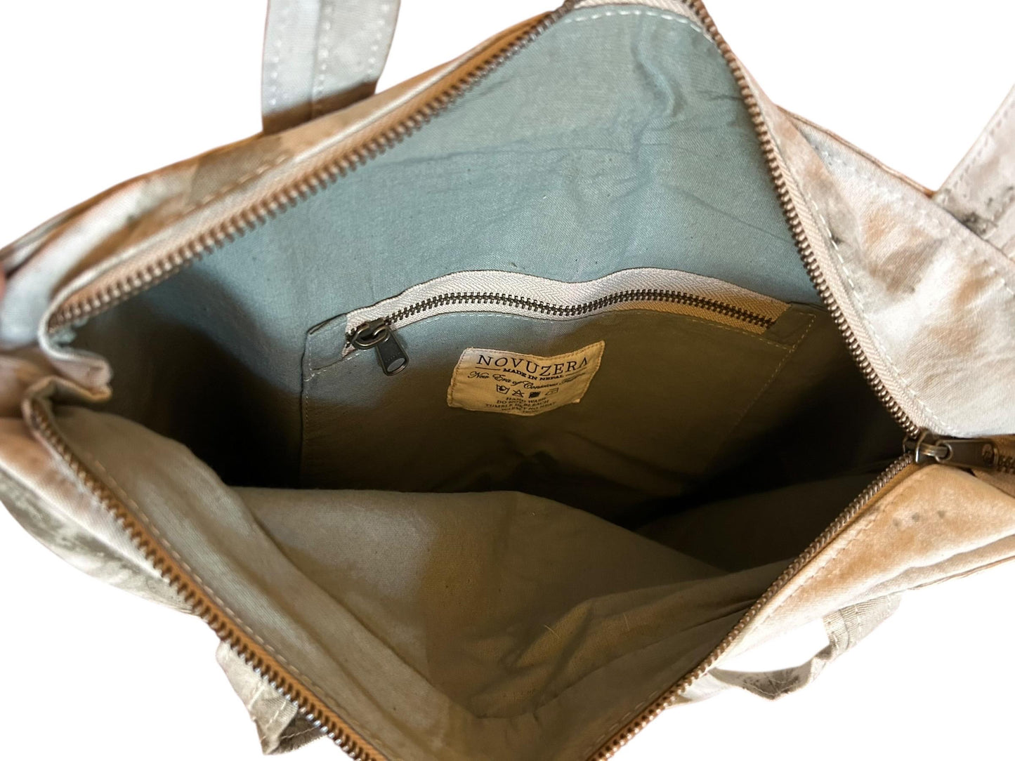 Naturgefärbter Baumwollbeutel | Pflanzenprint & Indigo Dye | Fair gefertigt in Nepal | Nachhaltige Eco Tote Bag | Fair Trade Tasche