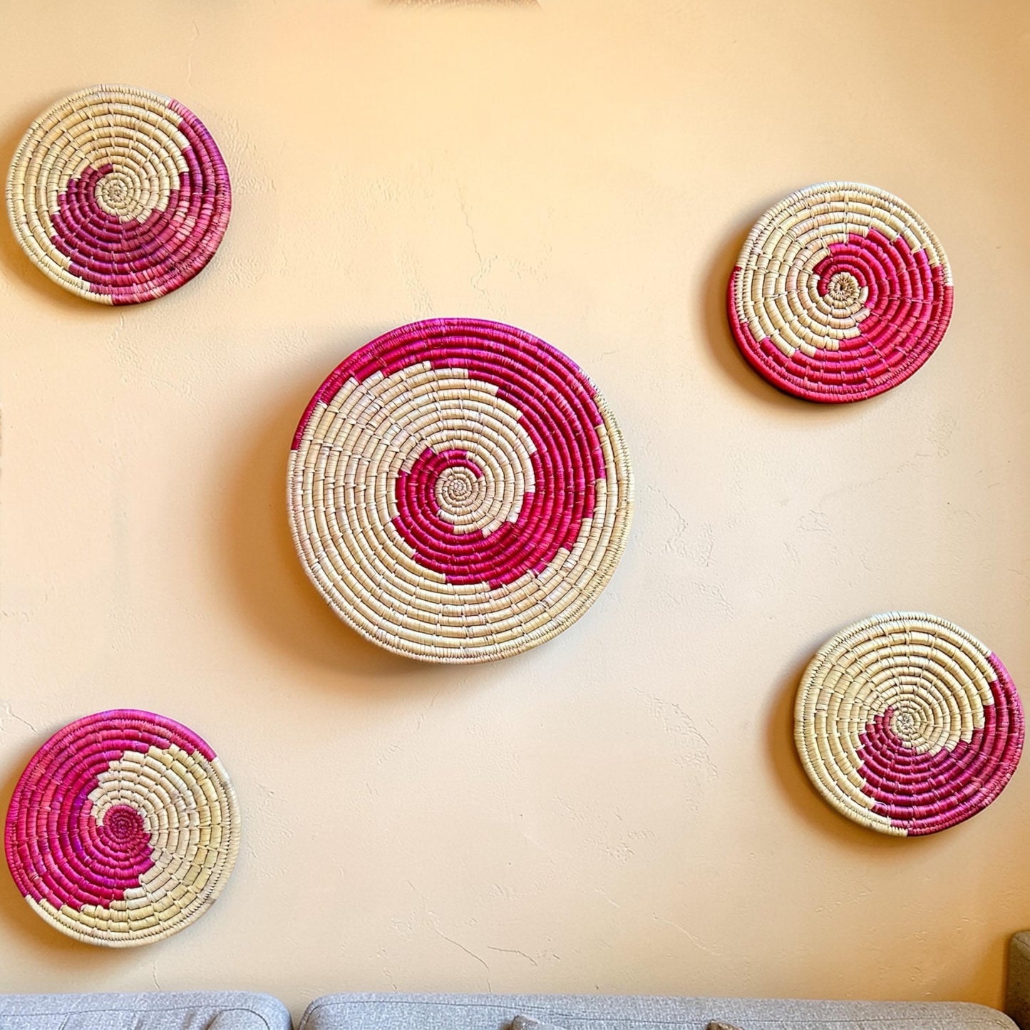 Boho Untersetzer & Wanddeko aus Naturfasern | Handgeflochten | Topfuntersetzer | Fair Trade aus Nepal | Moonj + Kansh Deko