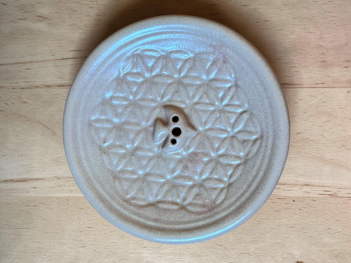 Räucherstäbchenhalter Blume des Lebens | Keramik Glasiert | Handgetöpfert in Nepal | Unikat | Naturprodukt | spirituelle Deko | Handgemacht