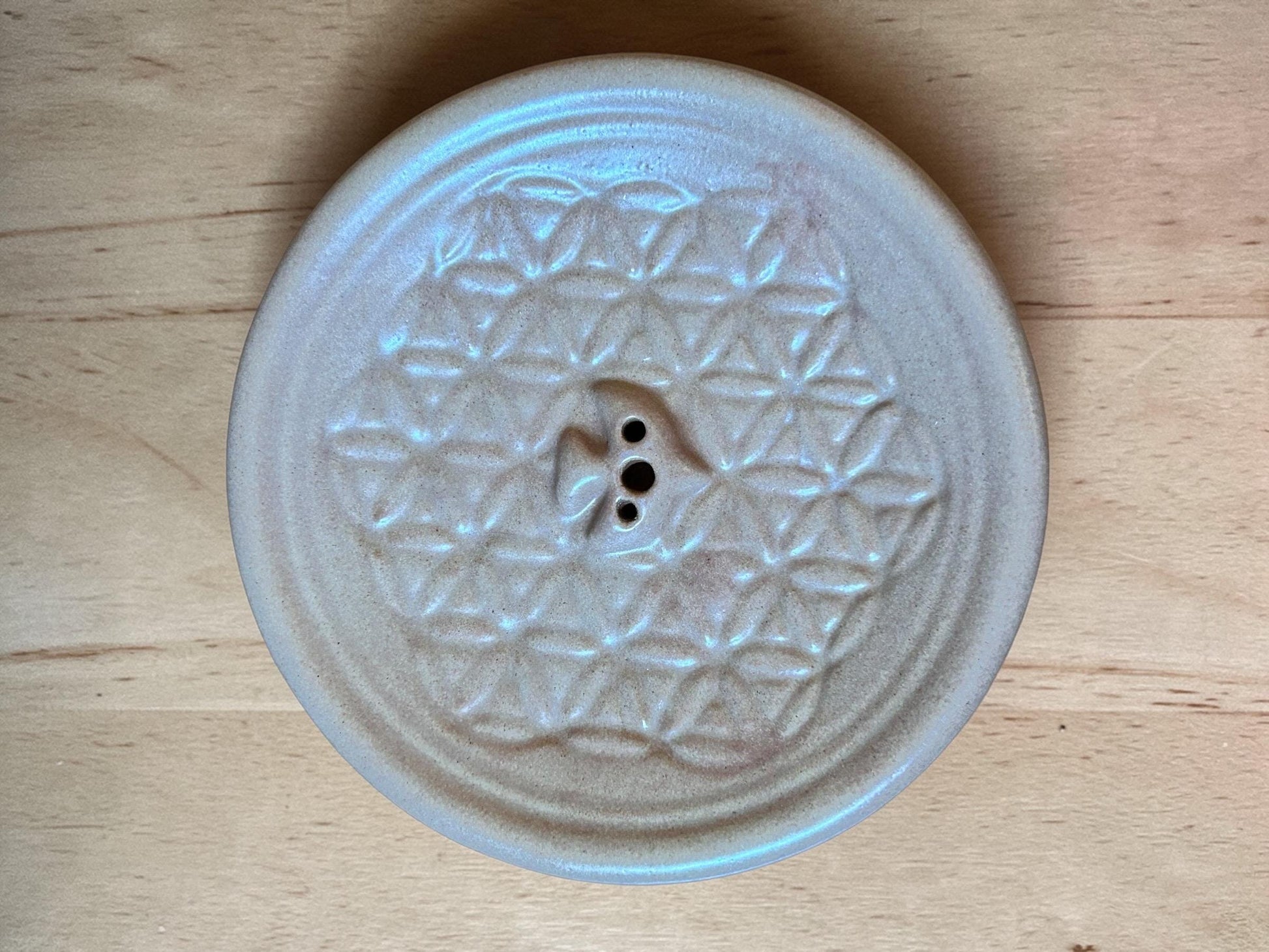 Räucherstäbchenhalter Blume des Lebens | Keramik Glasiert | Handgetöpfert in Nepal | Unikat | Naturprodukt | spirituelle Deko | Handgemacht