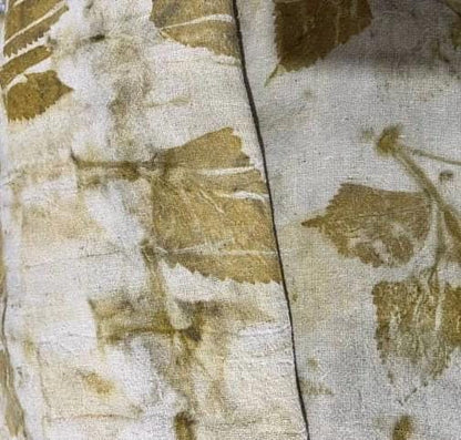 Bambus-Baumwollstoff Meterware – pflanzlich gefärbtes Blattmuster | Naturstoff aus Nepal | nachhaltiger Stoff | 90 cm breit | handgefertigt