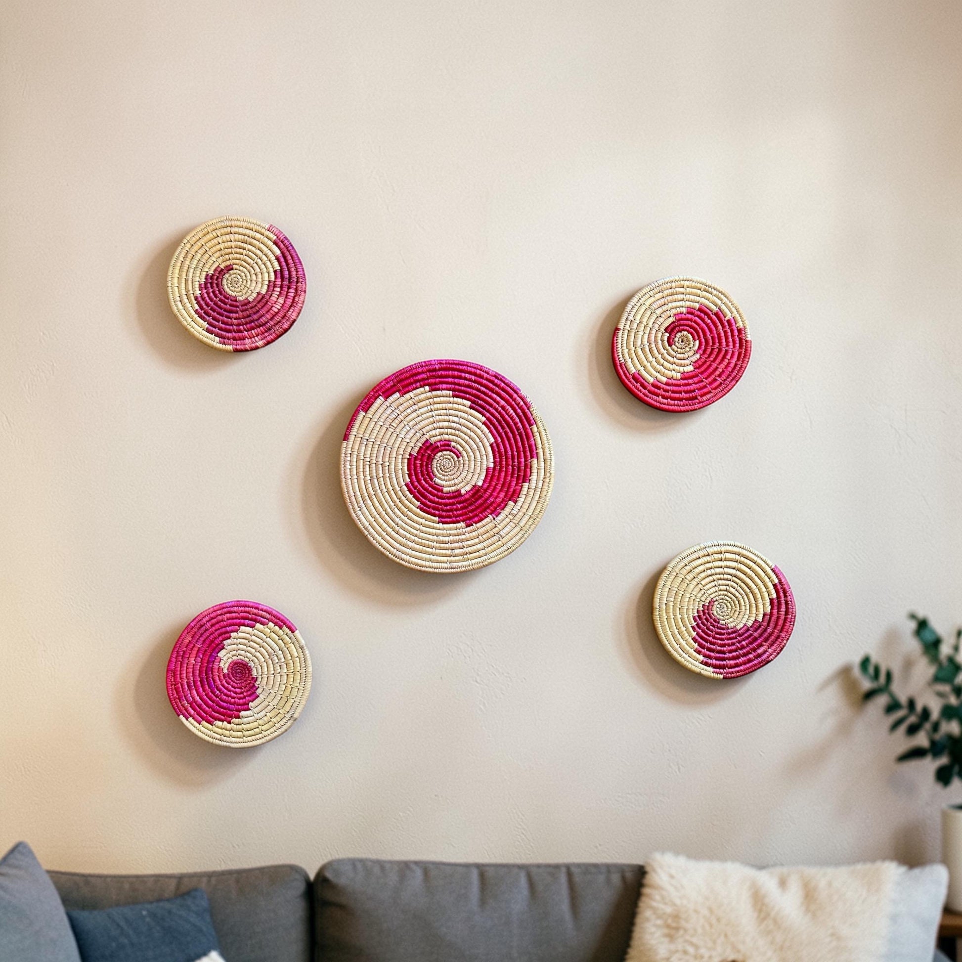 Boho Untersetzer & Wanddeko aus Naturfasern | Handgeflochten | Topfuntersetzer | Fair Trade aus Nepal | Moonj + Kansh Deko