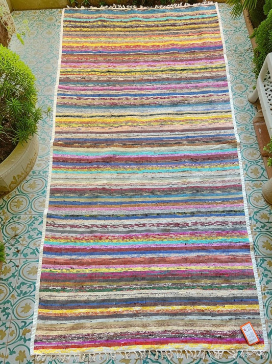 Handgewebter Sari-Teppich aus Nepal | verschiedene Größen | Läufer + Rundteppich Bunt | Fair Trade Sari Rug | Handgemachtes Unikat