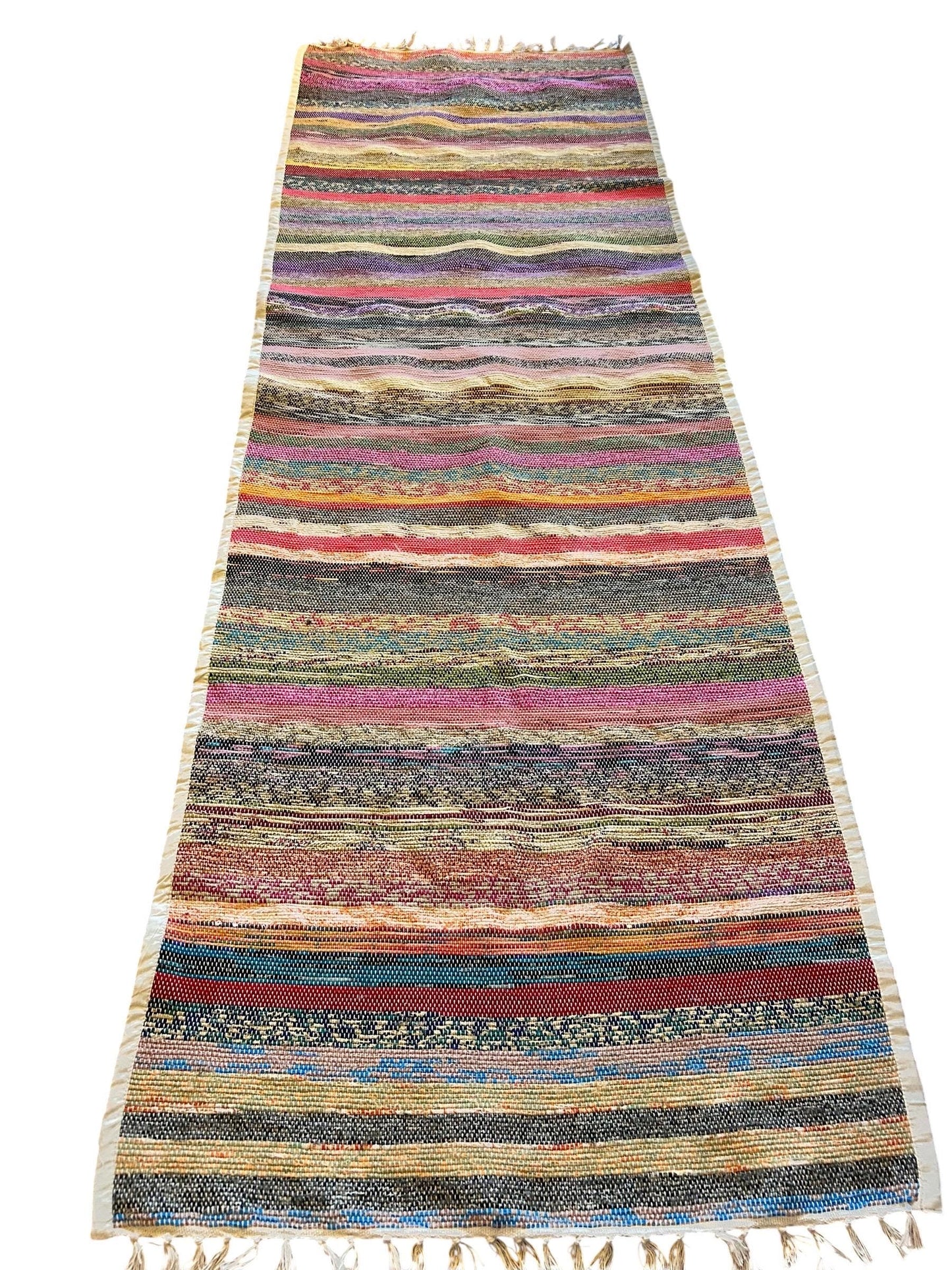 Handgewebter Sari-Teppich aus Nepal | verschiedene Größen | Läufer + Rundteppich Bunt | Fair Trade Sari Rug | Handgemachtes Unikat